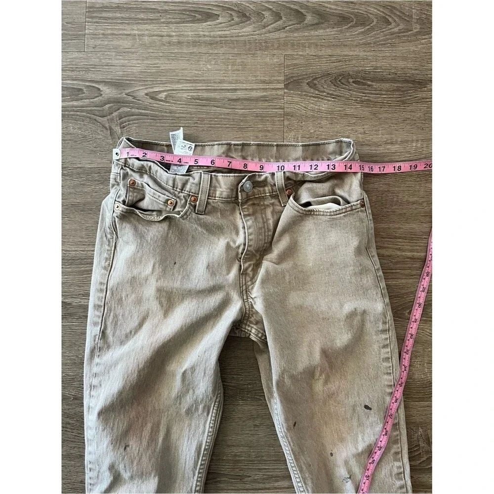 Levi’s 511 Slim Khaki Jeans Mens 32x34 Beige Stretch Denim Distressed Pants